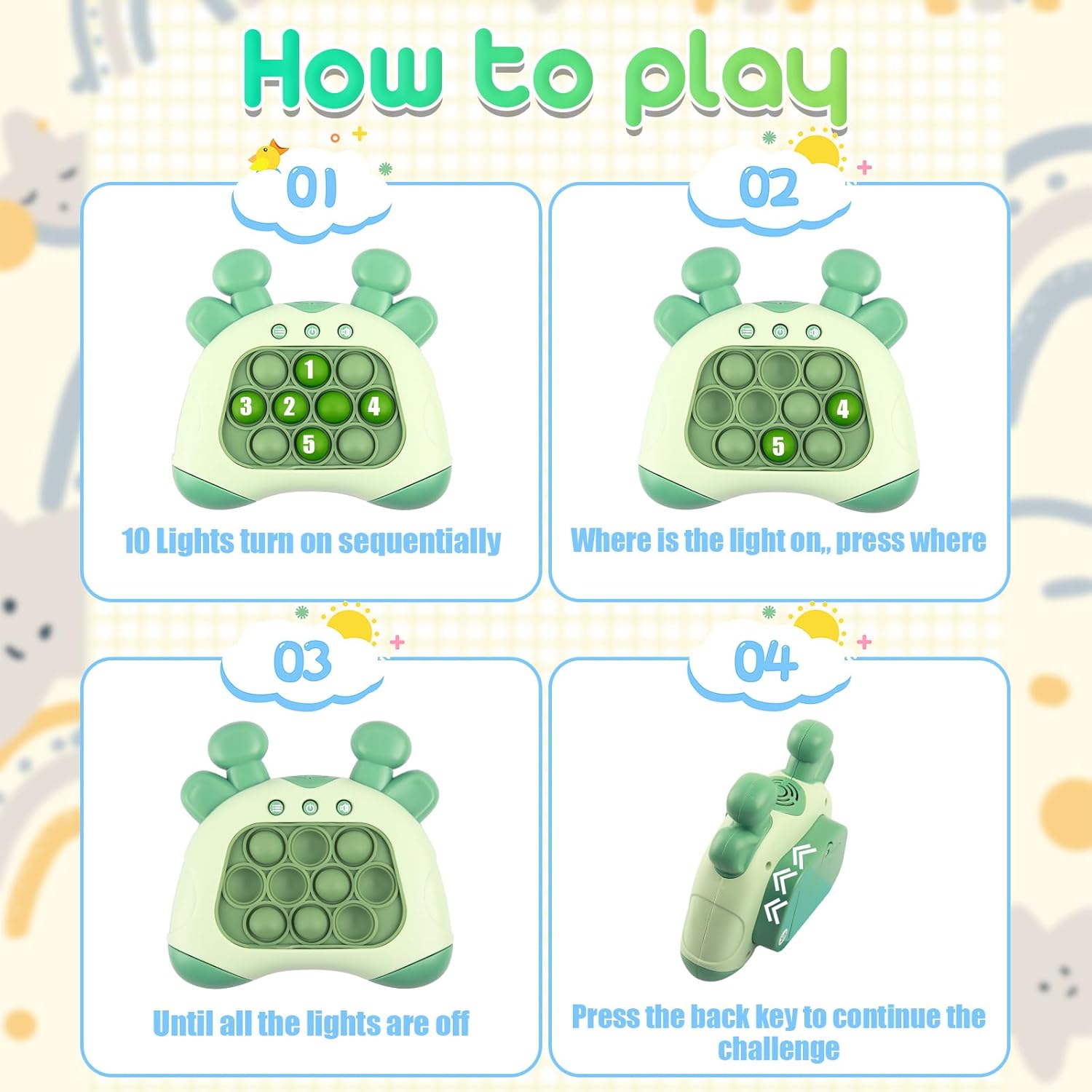 لعبة الضغط السريعة المضيئة للأطفال 🎮✨
